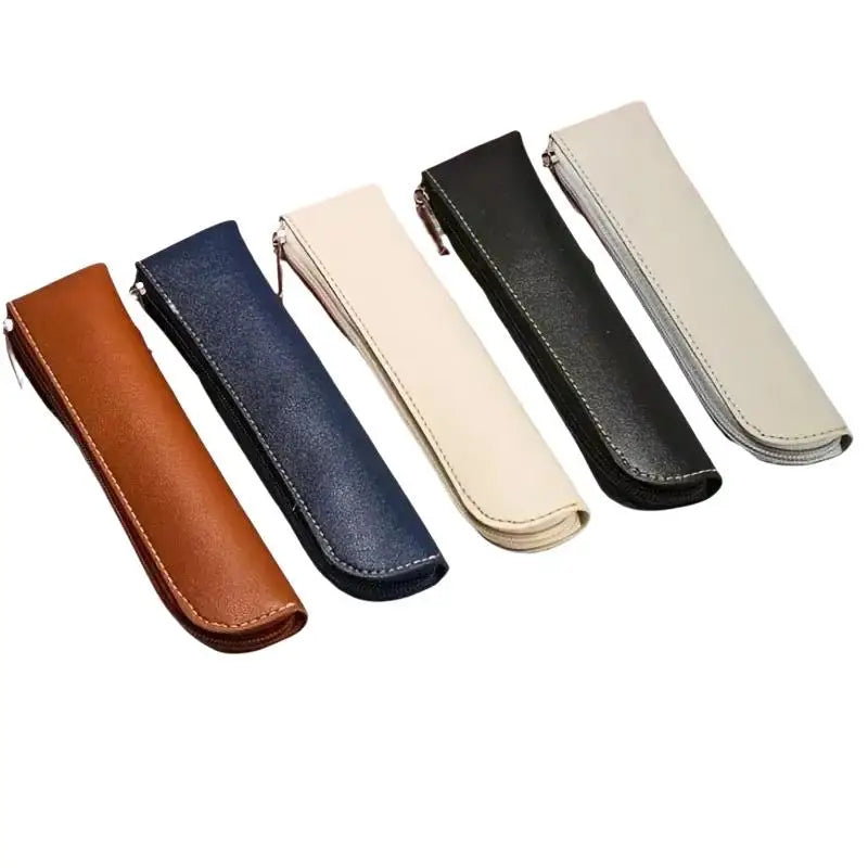 Slim PU Leather Pencil Case With Large Capacity Smooth Zipper Perfect For Students School Office Daily Use Oasis Select