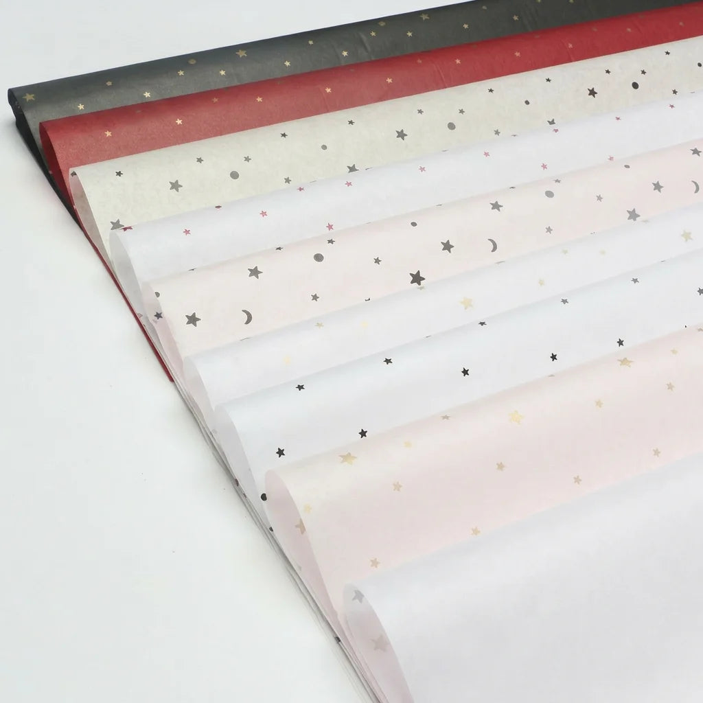 20-Sheet Foil Star Moon Floral Wrapping Paper 50×70cm