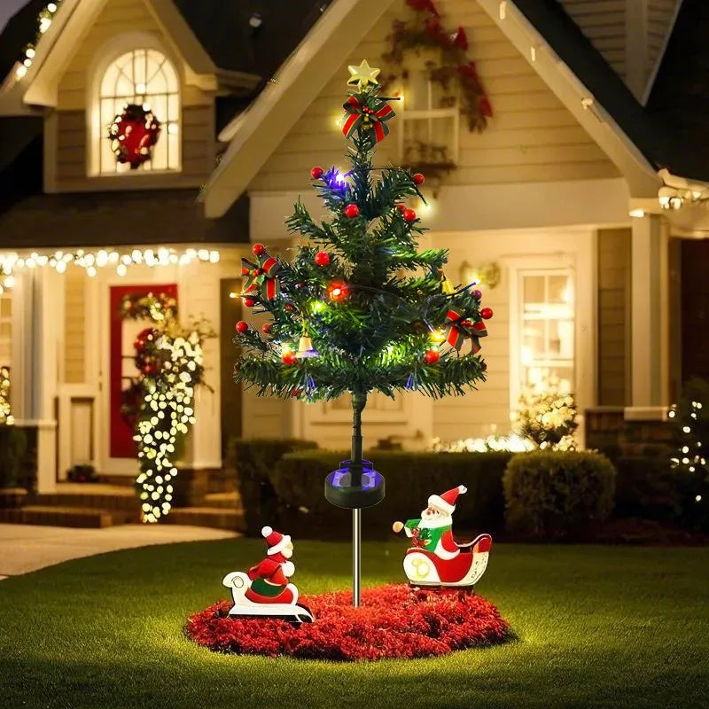 Led Solar Waterproof Christmas Tree Lawn Light Outdoor Snowflake Christmas Tree Ground Lamp Courtyard Garden Decorative Light Oasis Select