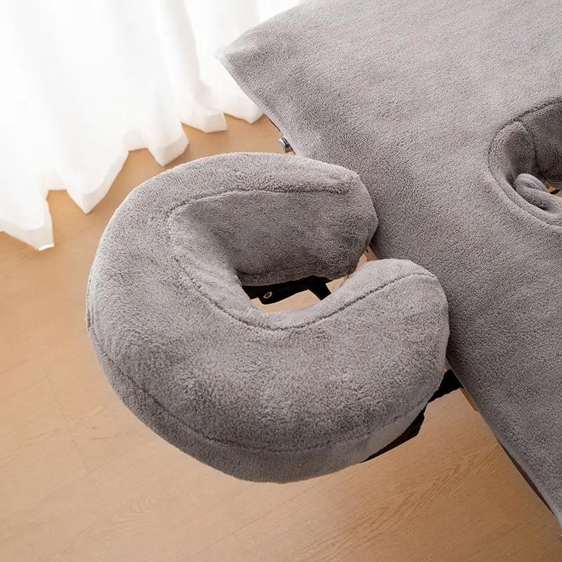 U-Shaped Facial Pillow Cover Microfiber Face Cradle Covers Large Size Soft And Reusable Massage Headrest Cover Beauty Supplies Oasis Select Light gray