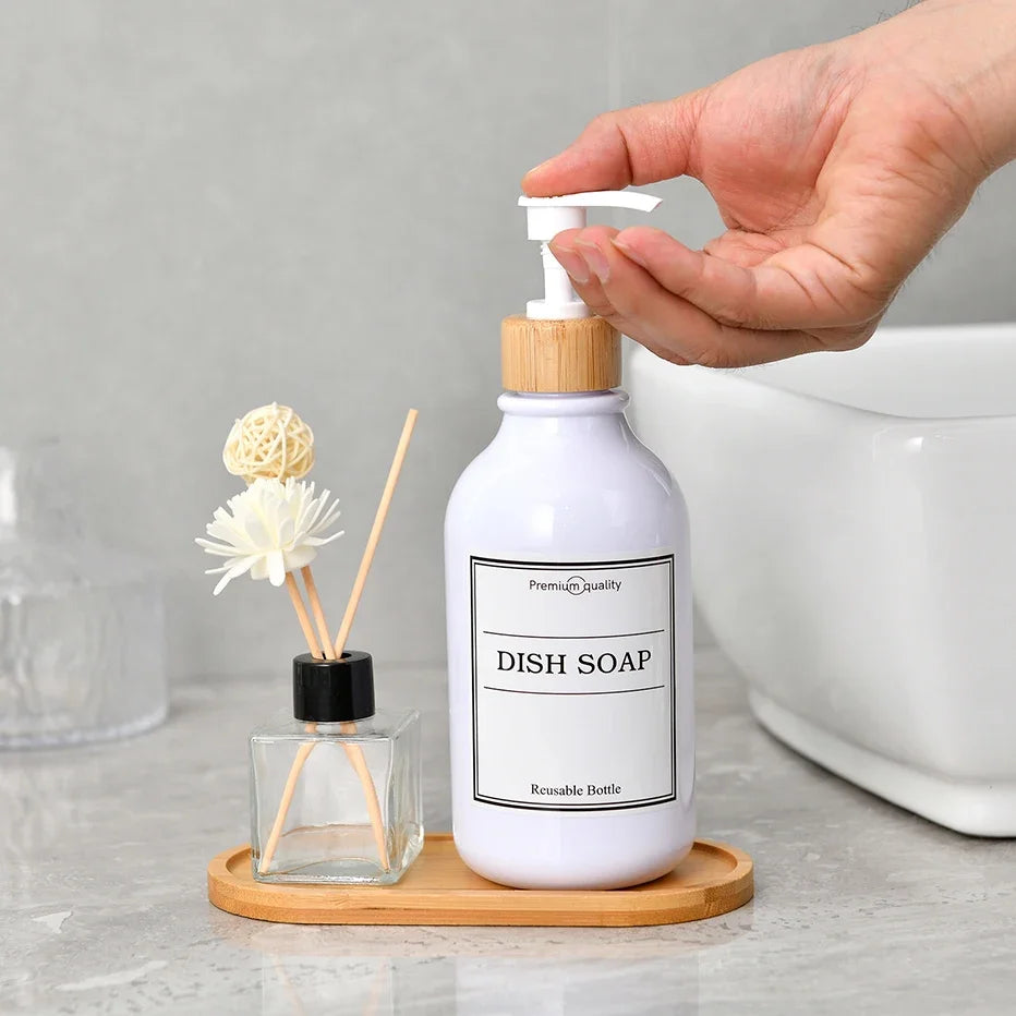 Wooden Soap Dispenser Tray Vanity Countertop Bottles Organizer Holder Round Square Candles Jewelry Storage Tray for Bathroom Oasis Select