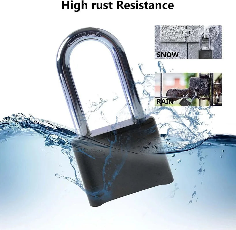 Big 4 Digit Combination Lock Shackle Outdoor Waterproof Padlock for School Gym Locker Gate Hasp Storage Box Fence Case Door Lock Oasis Select