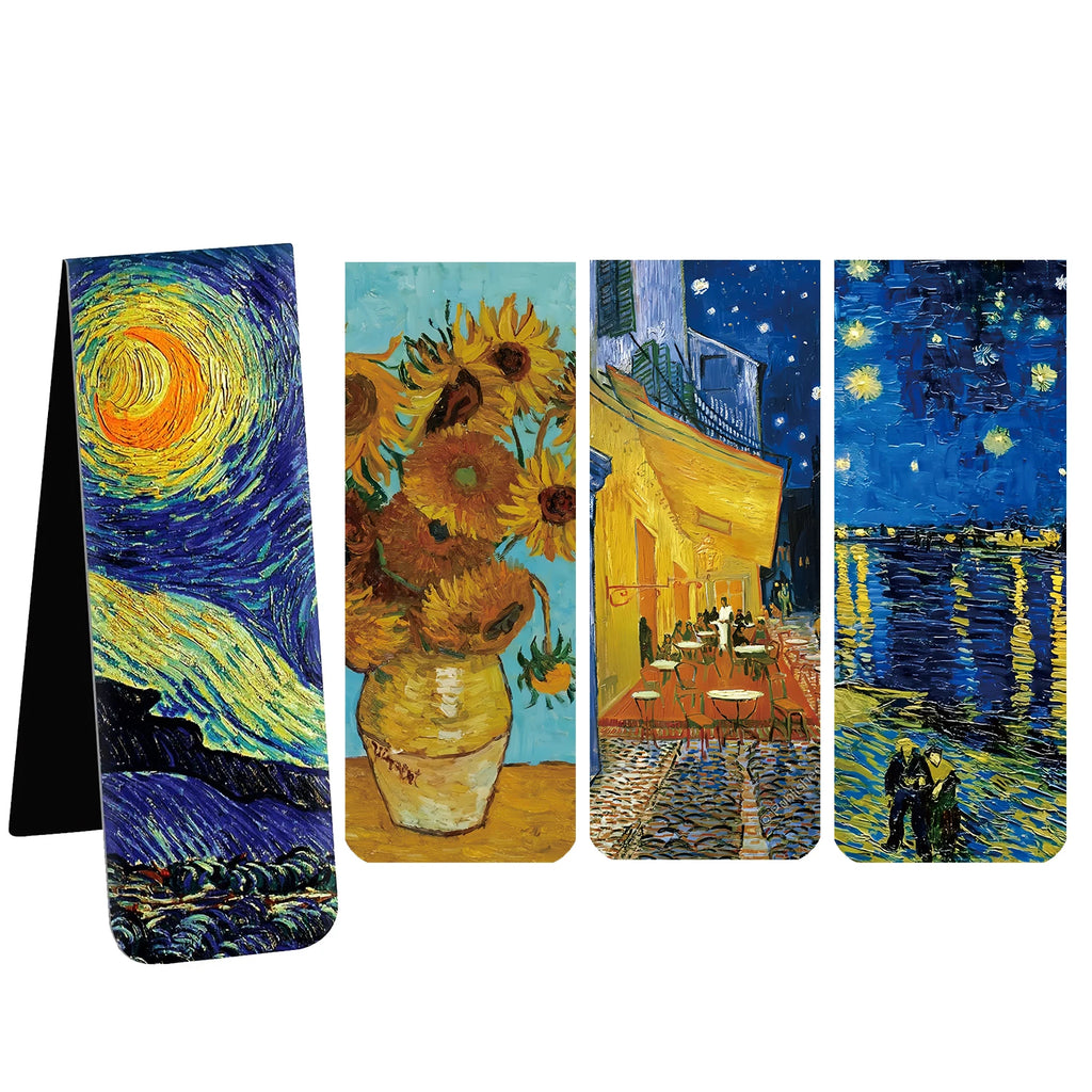 4Pcs Magnetic Bookmarks with Magnet Book Markers Page Clip for Students Teachers School Oasis Select Van Gogh 4PCS