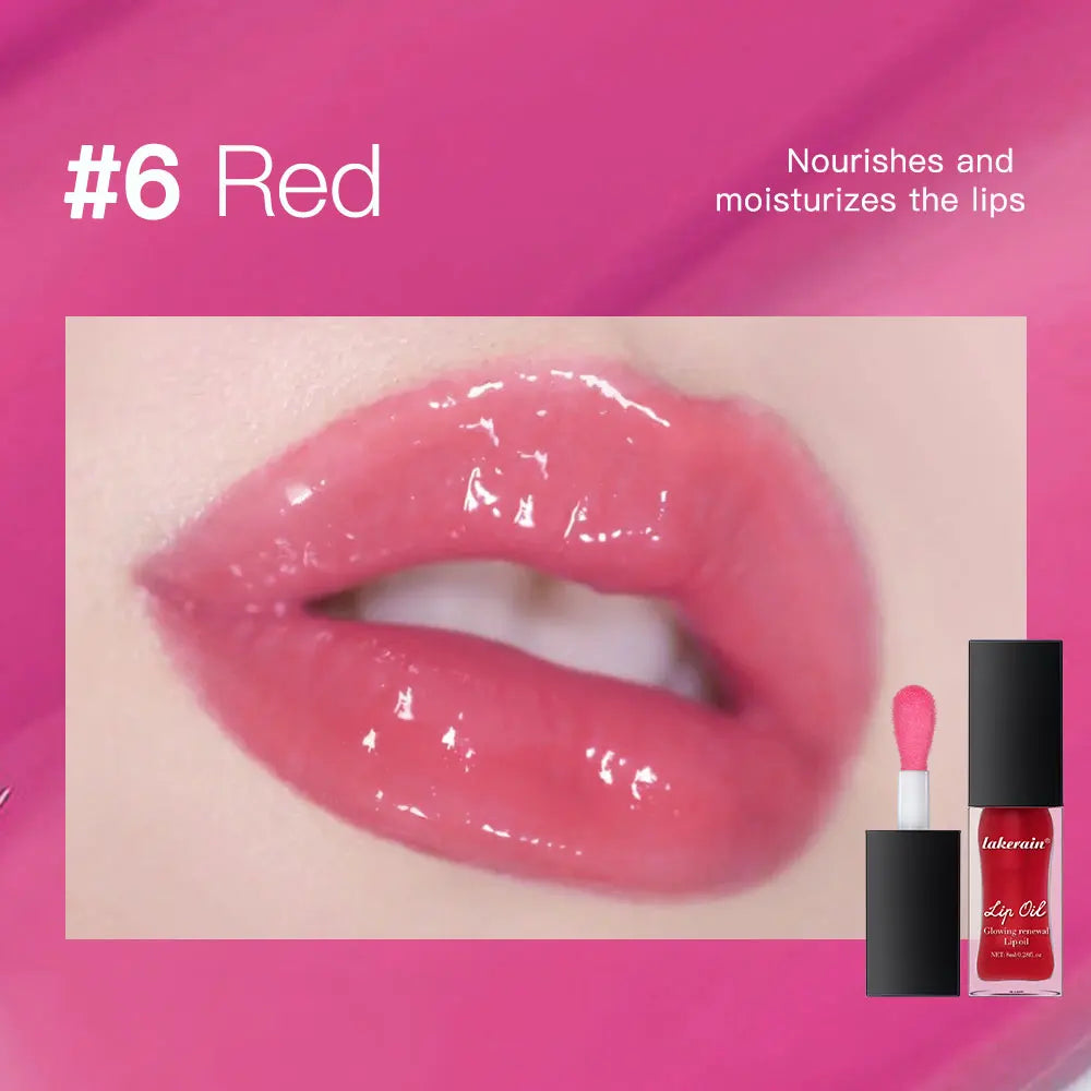 Glow Reviver Lip Oil Nourishing Tinted Lip Oil Moisturizing Honey Lip Gross Mirror Hydrating Lips Care Makeup Cosmetics Oasis Select 6Red
