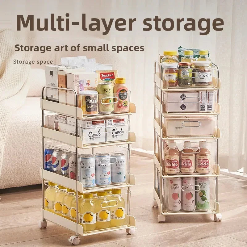 Multi-functional trolley storage cabinet floor storage rack bathroom multi-layer drawer storage box rack Oasis Select