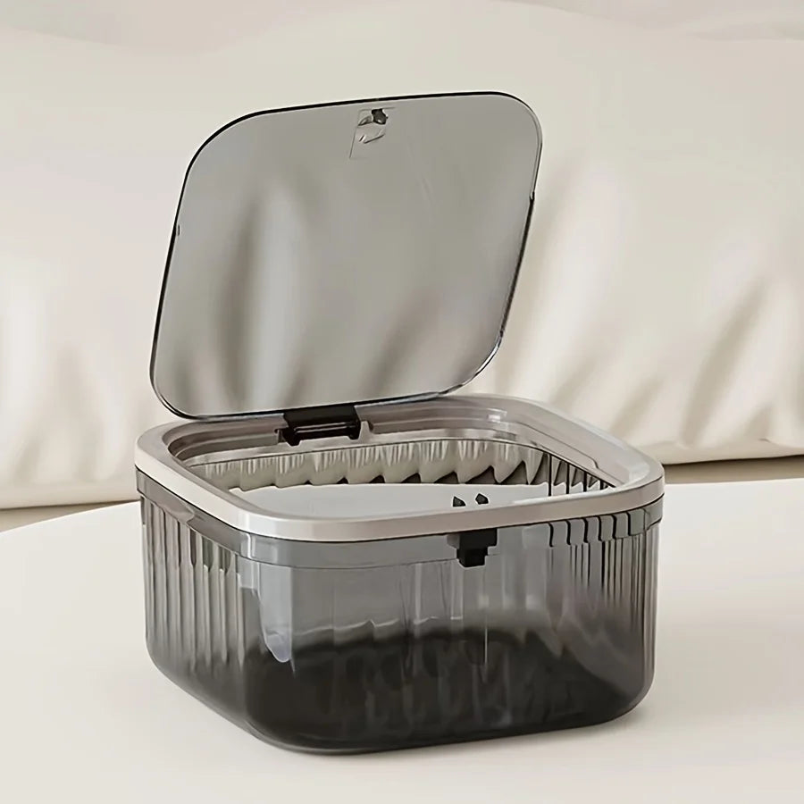 Clear Laundry Capsule Dispenser - Odorless plastic storage container for detergent and dryer sheets, flip-top organizer Oasis Select
