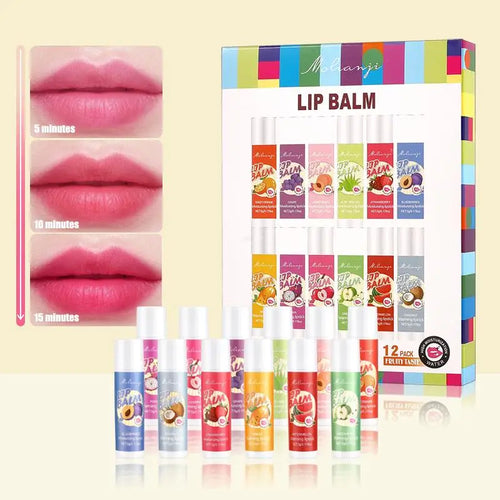 12PCS Moisturizing Color Change Mood Lipstick Set, Fruit Flavor Nourishing Discolored Lip Balm Cracked Lip Care In Autumn Winter Oasis Select