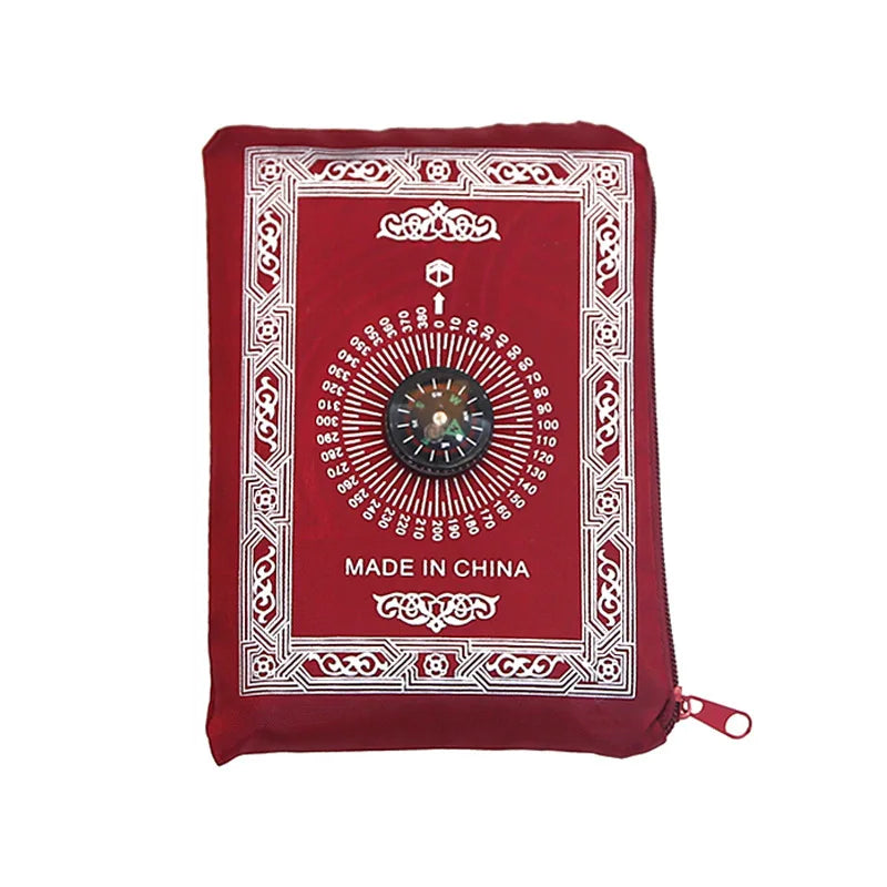 2/1pcs Prayer Rug Polyester Portable Braided Mats Simply Print with Compass In Pouch Travel Home New Style Mat Blanket 100x60cm Oasis Select Red 60X100CM