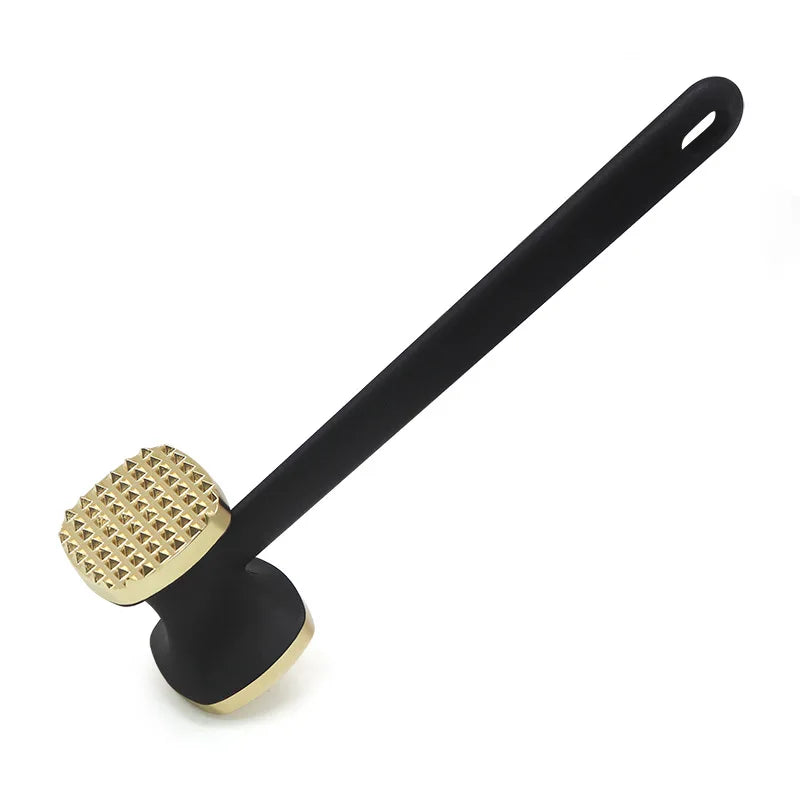 Stainless Steel Double Sided Meat Tenderizer Hammer, Kitchen Tool for Beef Steak, Pork Chop & Chicken, Meat Mallet with Spikes Oasis Select Small gold