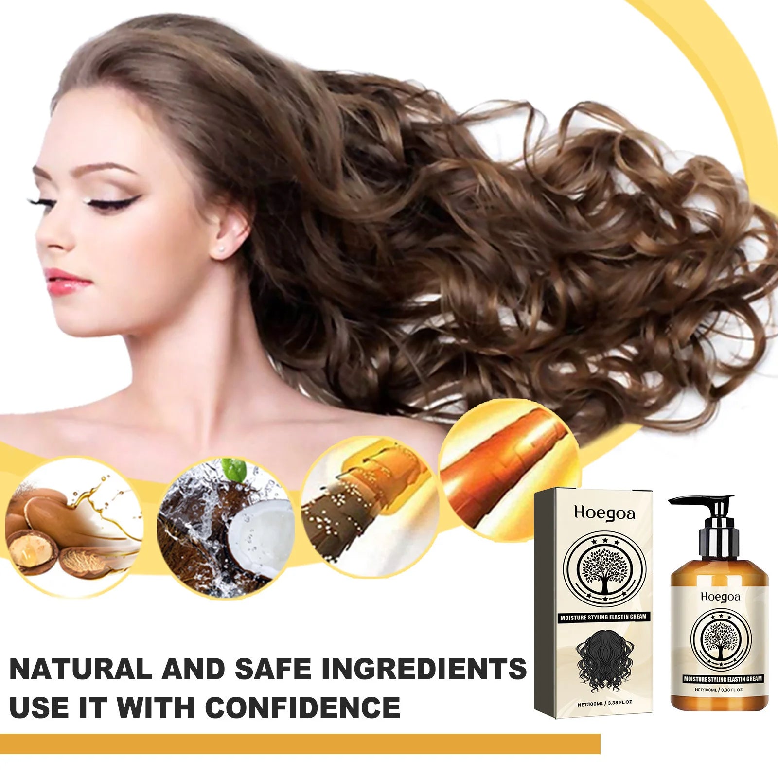 Hair Volumizing Cream Lasting Curl Defining Hair Frizz Control Prevent Dryness Moisturizing Morocco Curly Hair Styling Elastin Oasis Select