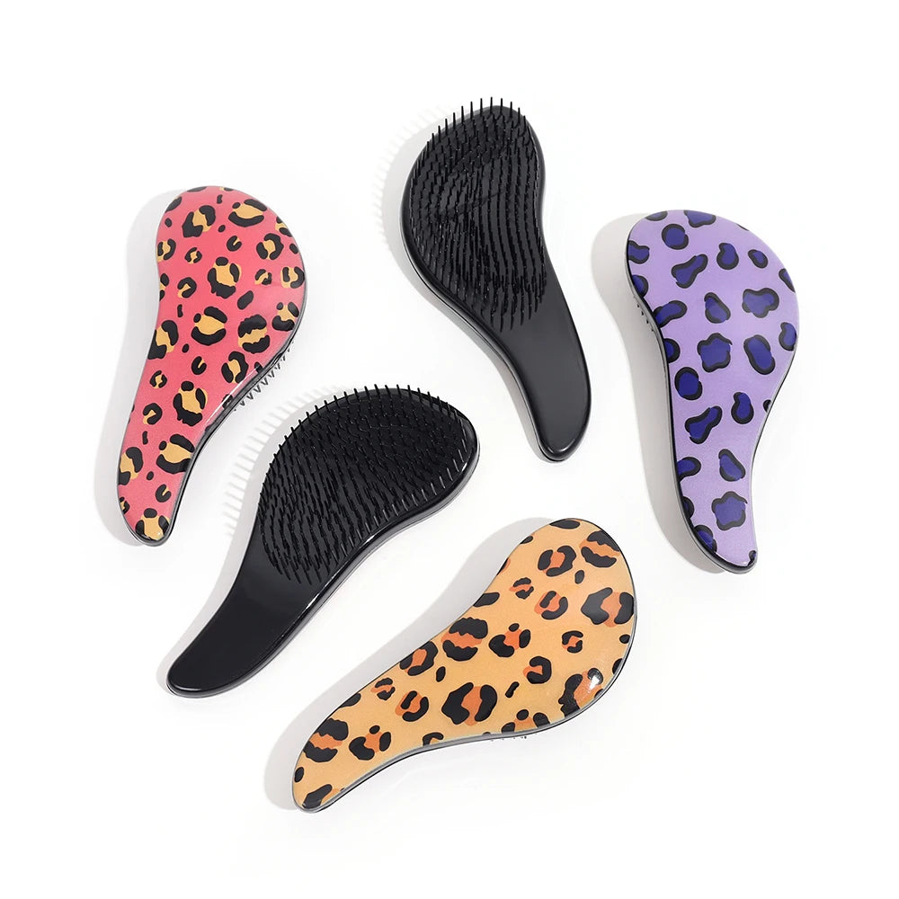 Leopard Print Air Cushion Comb Scalp Massage Comb Wet Dry Detangling Hair Comb Hair Styling Detangler Fast Blow Drying Hairbrush Oasis Select