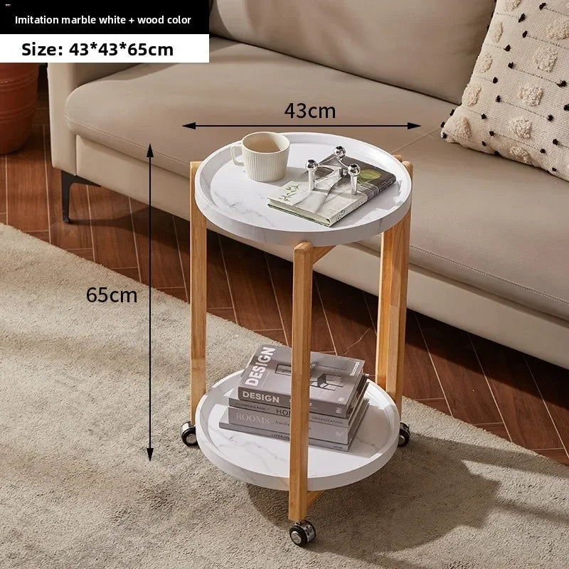 Multi-functional Movable trolley side table Living room coffee table Movable coffee table sturdy and durable Oasis Select Log color rack C