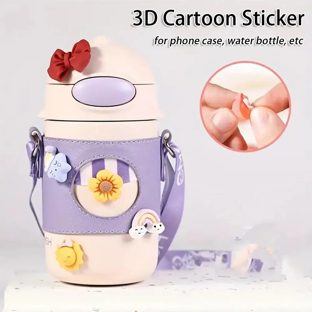 4Pcs/Pack Water Cup Stickers New DIY Decoration 3D Cartoon Sticker Refrigerator Phone Case Decoration Hard Resin Soft Rubber Oasis Select