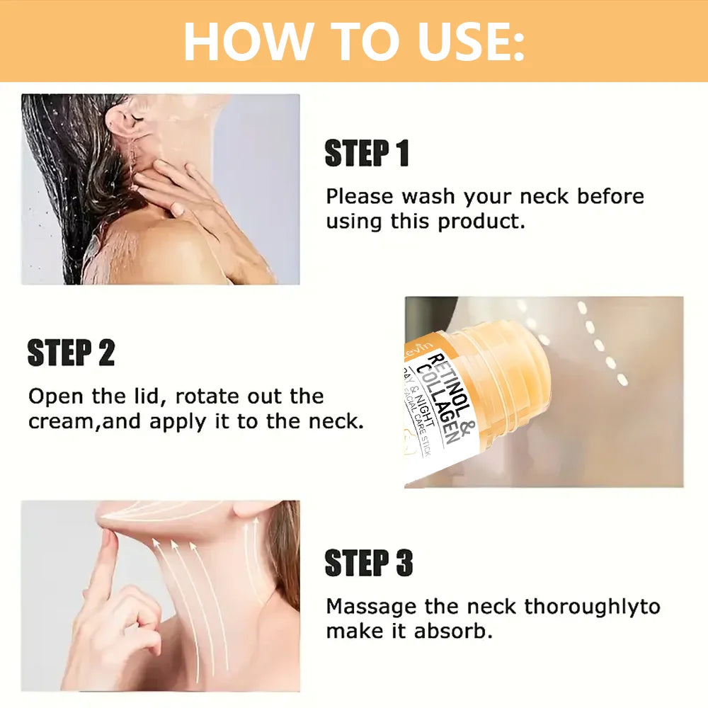 45g Retinol and Collagen Day and Night Neck Cream Facial Stick, Hydrating and Moisturizing, Non-Greasy, Easy to Use, Easy to Absorb, Gentle and Non-Irritating, Deeply Absorbed! Oasis Select