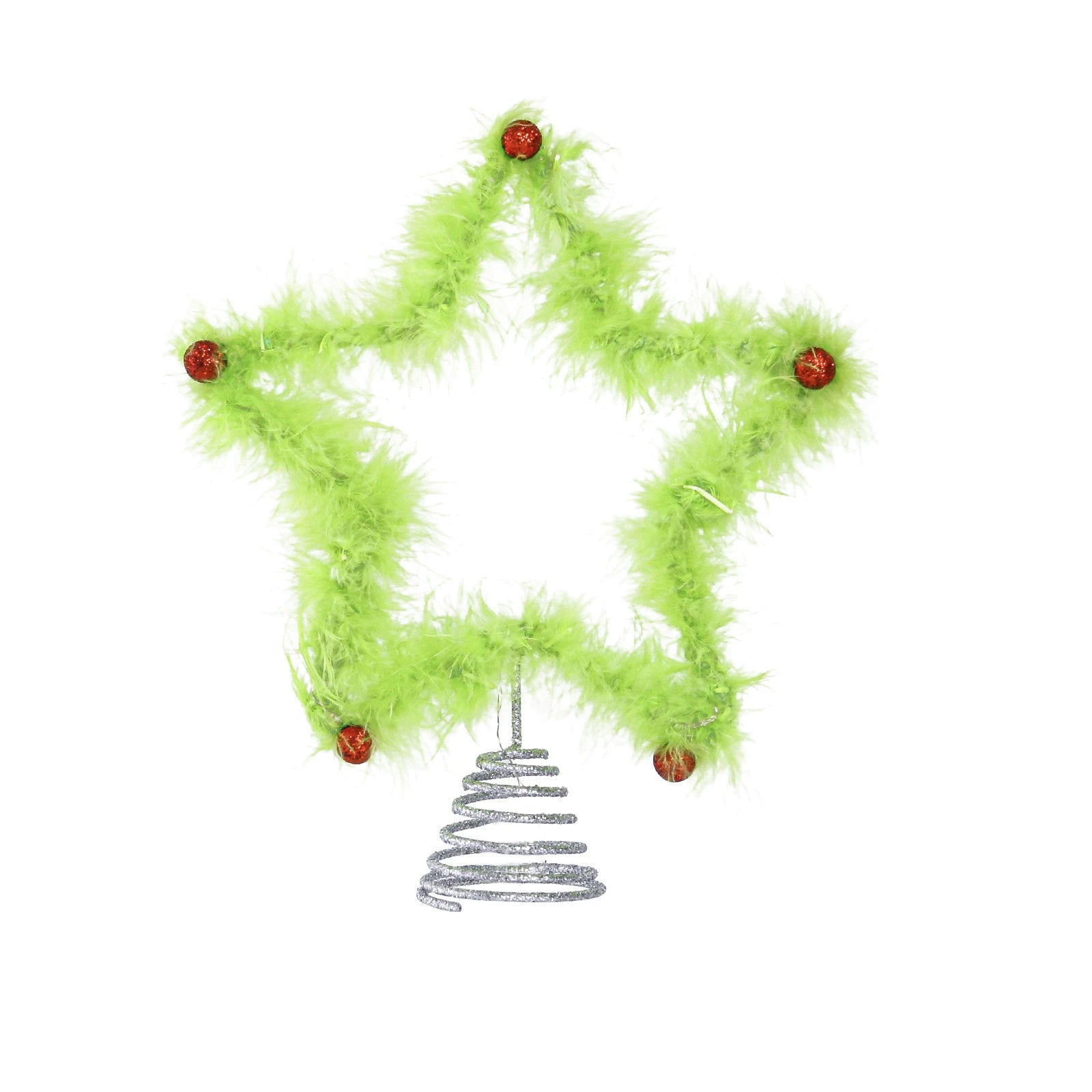 Christmas Tree Top Star Ornament – Green Plush & Iron Topper