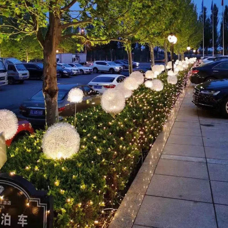 LED Dandelion Lamp Aluminum Wire Ball Outdoor Waterproof Outdoor Aluminum Wire Ball Luminous Round Ball Lawn Reed Ground Lamp Oasis Select