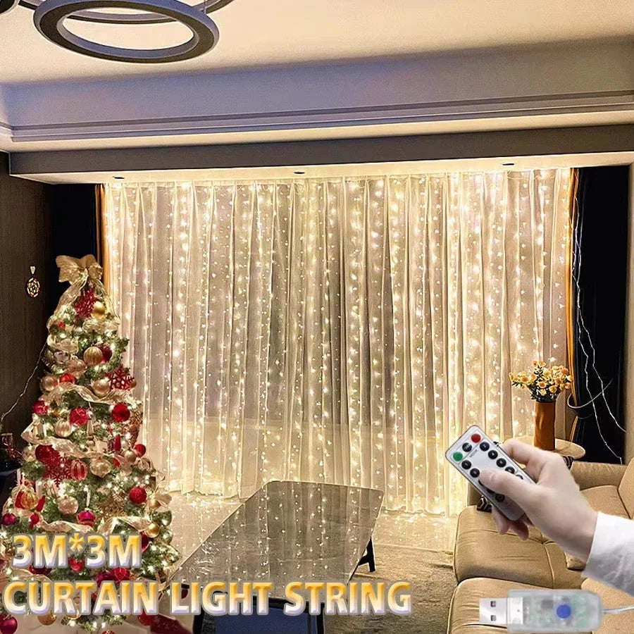 300 LED Curtain String Lights USB | 8 Modes & Remote