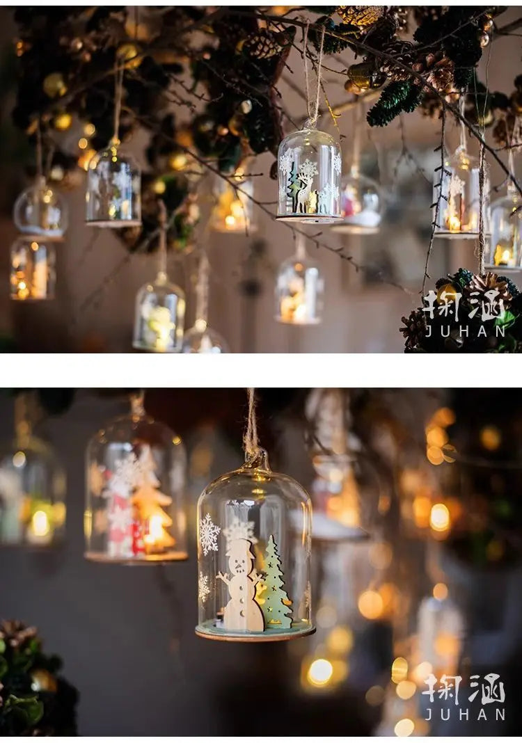 Luminous Lamp Hanging Decorations Christmas Ornaments Glass Lamp Balls Hanging Balls Santa Claus Reindeer Snowman Ornaments Oasis Select