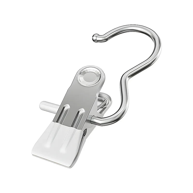 10pcs Multifunctional Stainless Steel Pants Clip with Double Adhesive Hooks for Home Storage And Clothes Drying Oasis Select