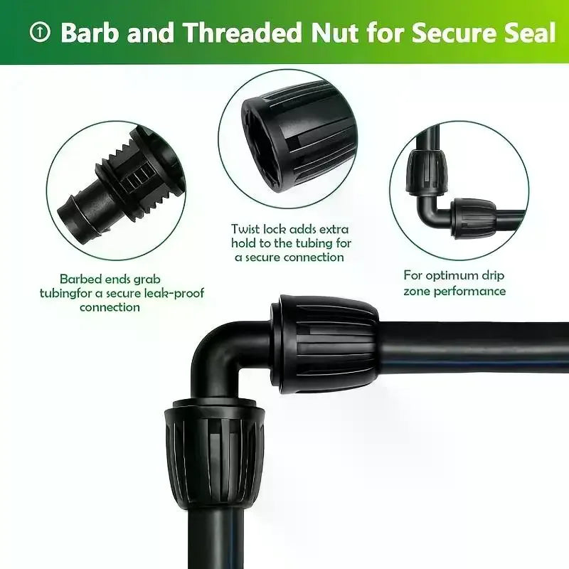1/2-inch Drip Irrigation Fitting Elbow Connector, Anti-drip Lock Nut Barbed Elbow Connector, Reusable Irrigation Parts Oasis Select