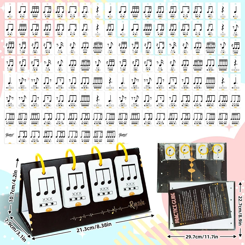72PCS Music Enlightenment Learning Cards Note Instrument Rhythm Cognition Educational Tool Tabletop Early Education Flashcards Oasis Select Black