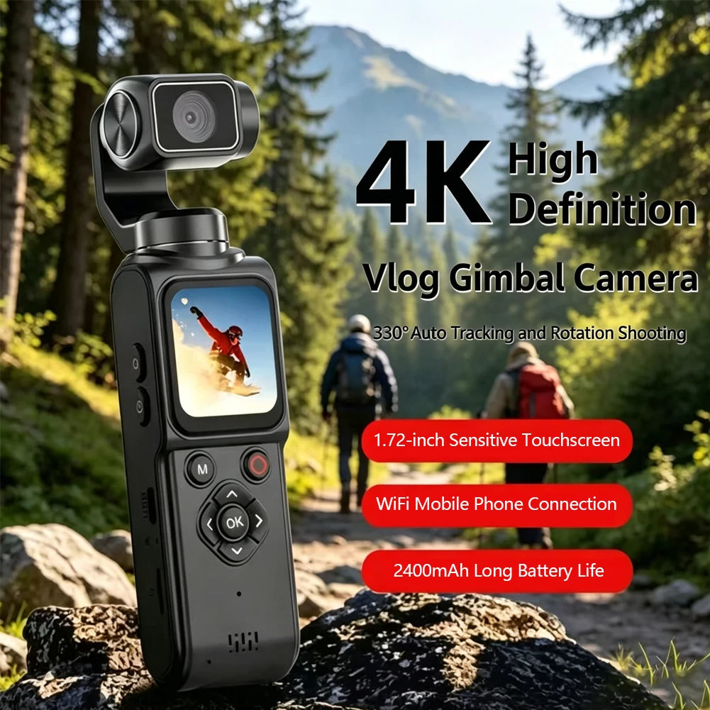 4K WiFi Action Camera – 330° Rotation, Face Tracking & Touch Screen