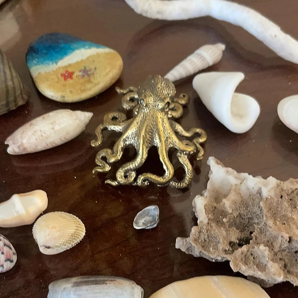 New Antique Octopus Home Decoration Brass Copper Animal Figurines Miniatures Desk Ornament Accessories Creative Table Craft Oasis Select
