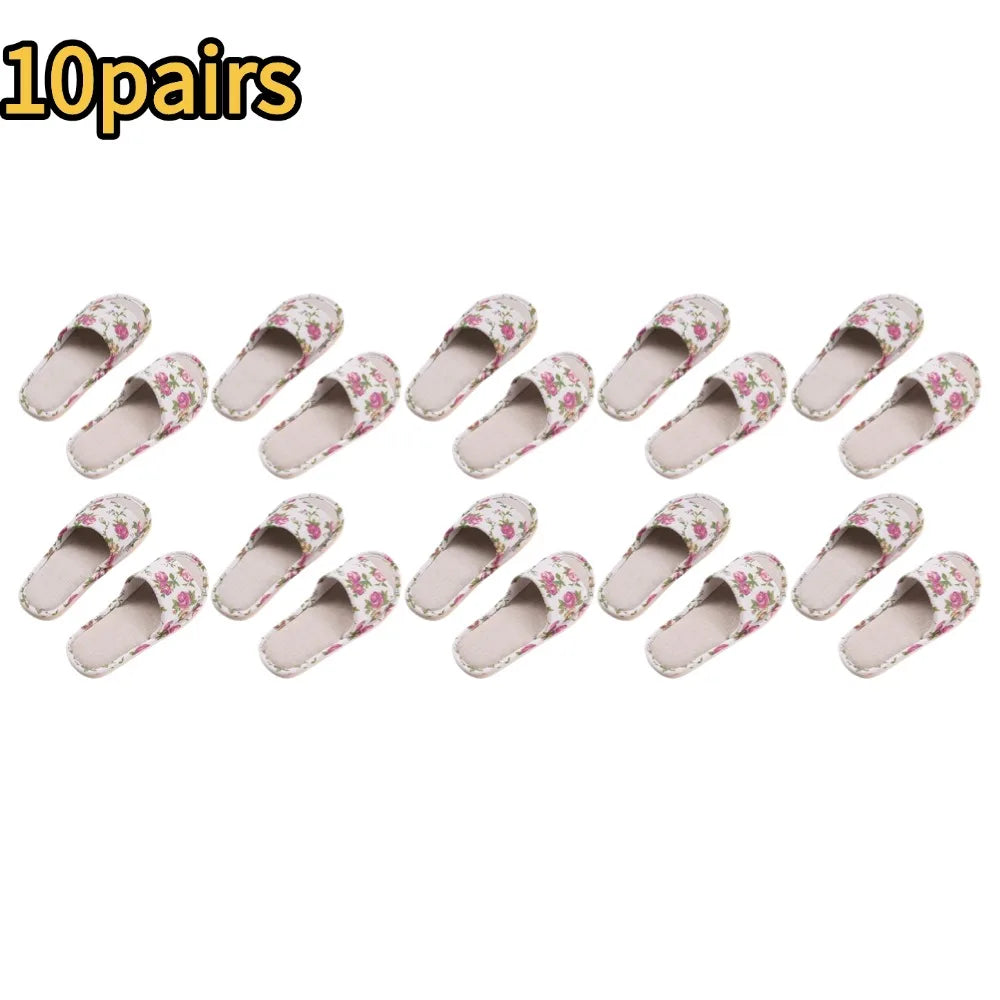 Fashion Floral Slippers Women Casual Comfortable Indoor Home Flat Shoes Anti Slip Sandals Spring Autumn September Essential Oasis Select 10pairs 39-40