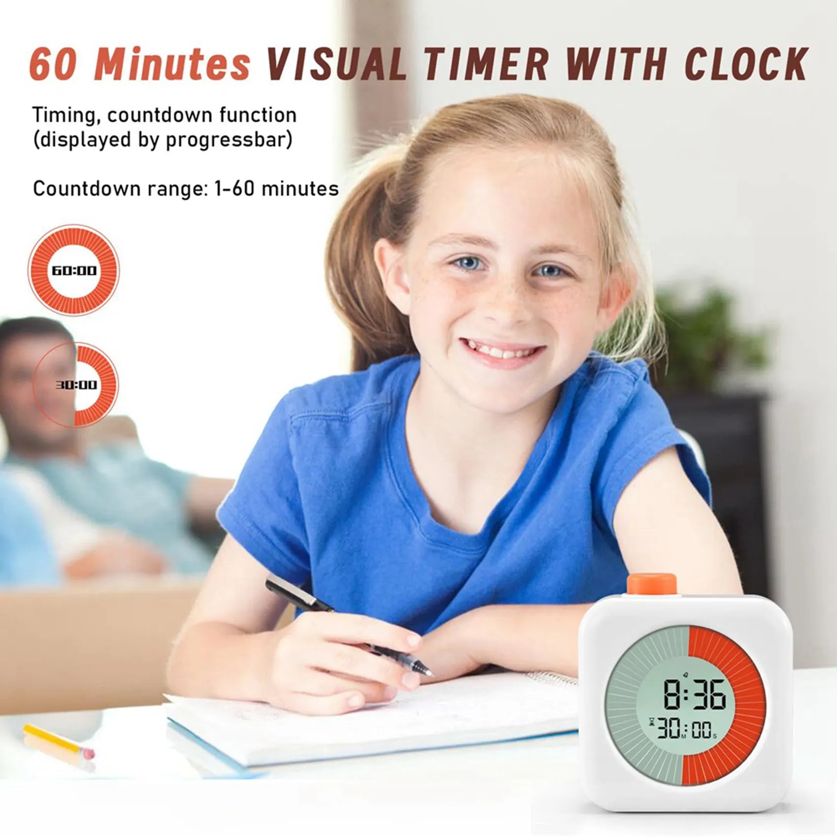 2026-WISH 2X 60Minute Visual Timer,Dual Timer Clock,Classroom Timer,Countdown Timer For Timer Management Tool Oasis Select
