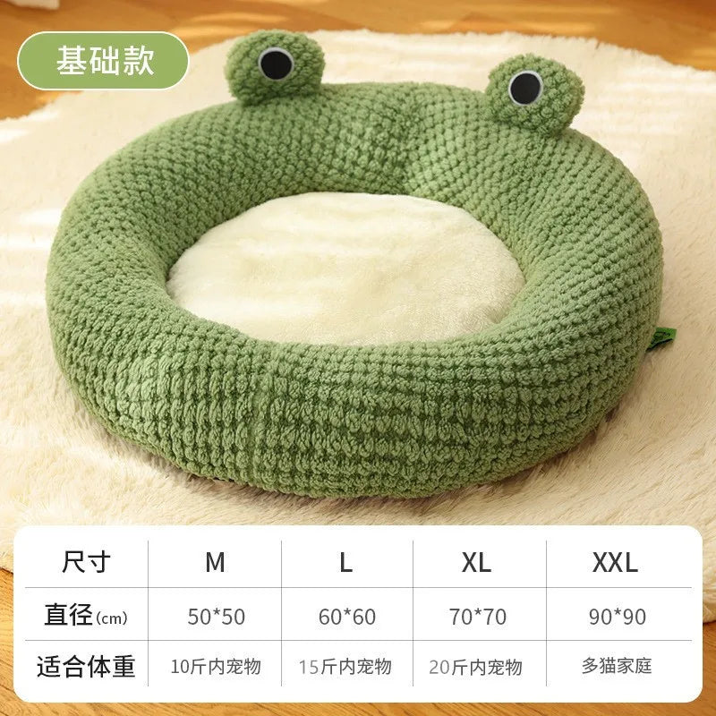 All-season Universal Cat House Little Frog Series Semi-enclosed Dog House Warm Plush House-style Dog Bed Oasis Select A 2XL 90X90CM