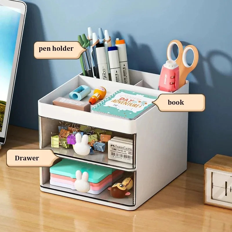 1pcs Multi-Layer Desk Organizer with Drawers Pen & Stationery Storage Box Office Desktop Makeup Organizer with Elevated Stand Oasis Select