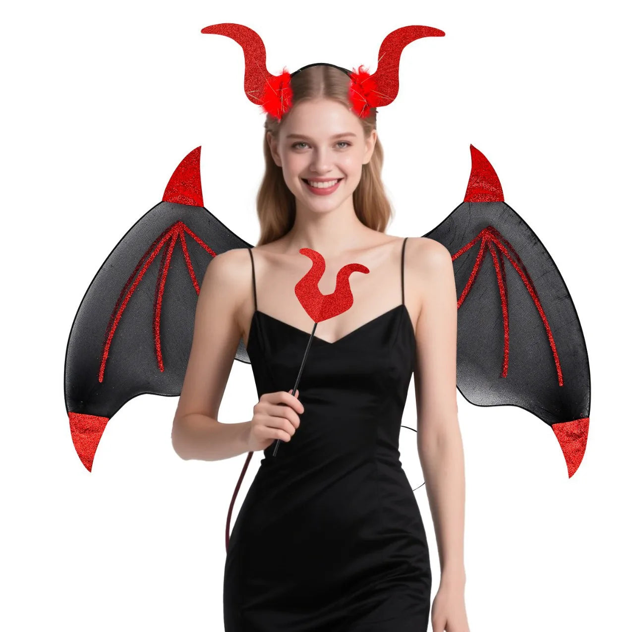 New Arrival Halloween Party Devil Headband & Magic Wand - Performance Props for Festive Atmosphere Oasis Select