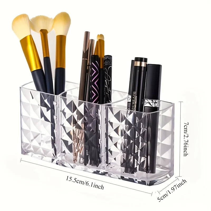 Clear Acrylic Makeup Organizer Holder For Brushes Lipstick And Cosmetics Vanity Desk Storage Box Produce Fridge Container Oasis Select 1pc