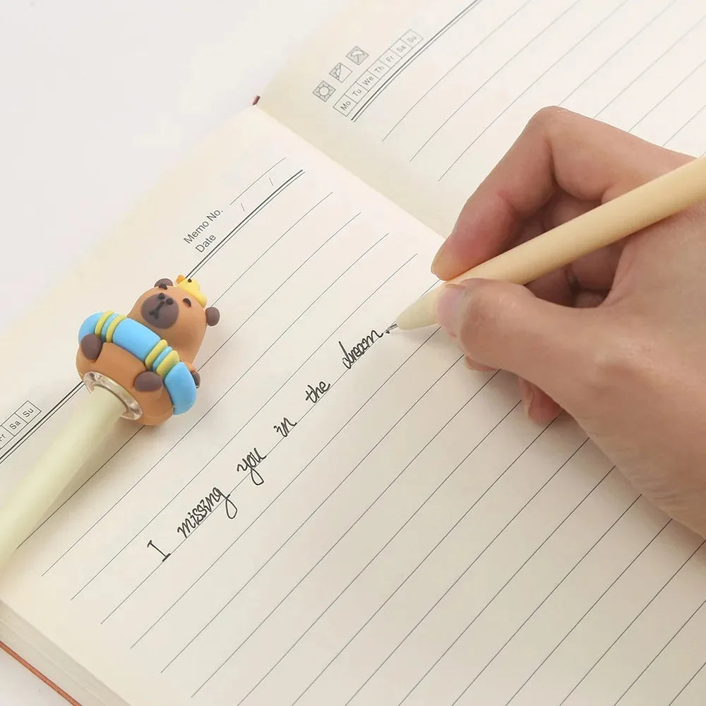 Kawaii Black Ink Capybara Gel Pens Stationery Brown Happy Capybara Neutral Pen 0.5mm Creative Capybara Press Gel Pen Students Oasis Select