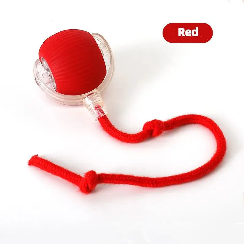 Cat Toys Interactive Ball Cat Accessories Interactive Cat Ball Kitten CatBall Toys Electronic Automatic Rolling Magic Ball Oasis Select Rope-Red.
