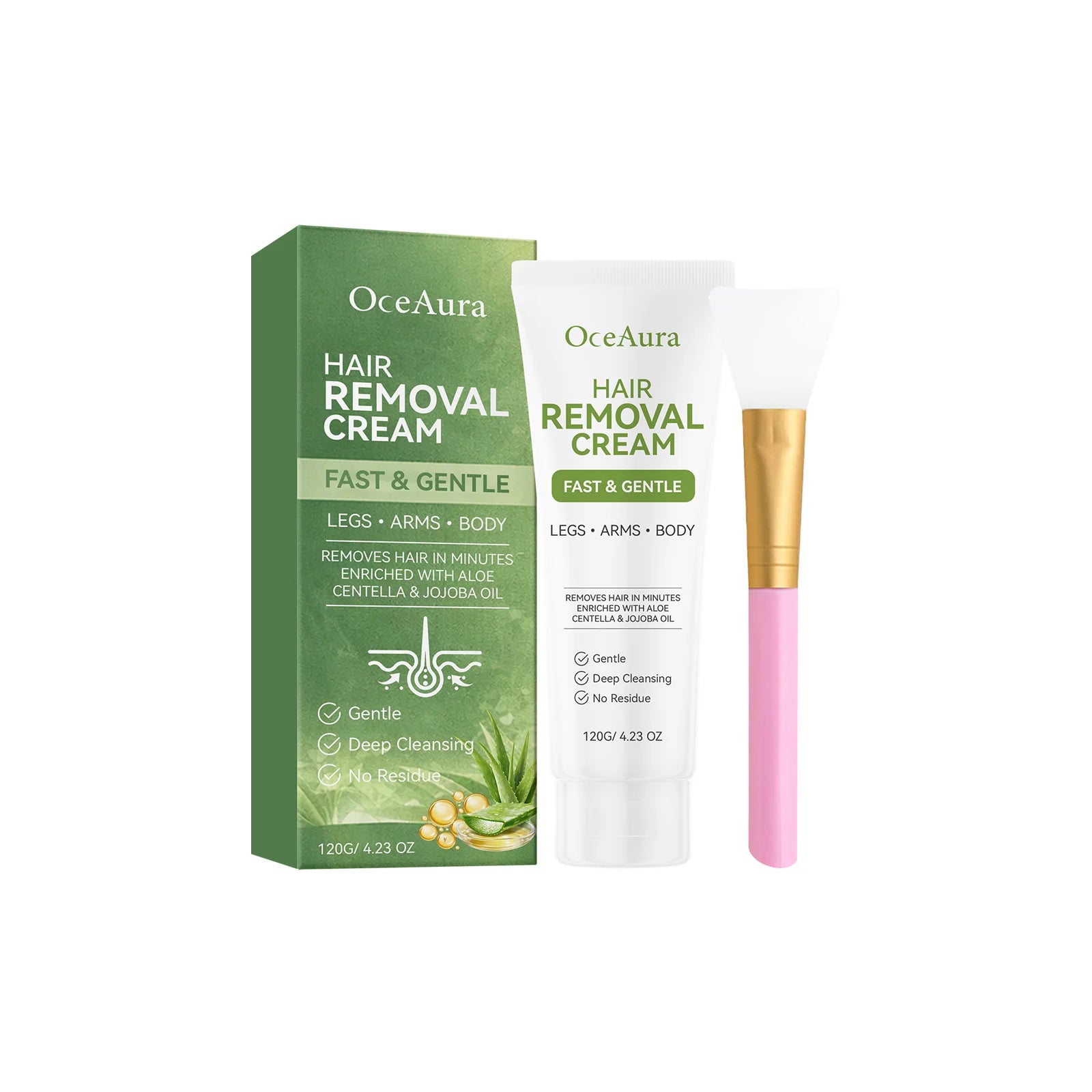 OceAura Painless Hair Removal Cream – Legs, Arms & Underarms Hair Removal Cream Oasis Select 120g boxed