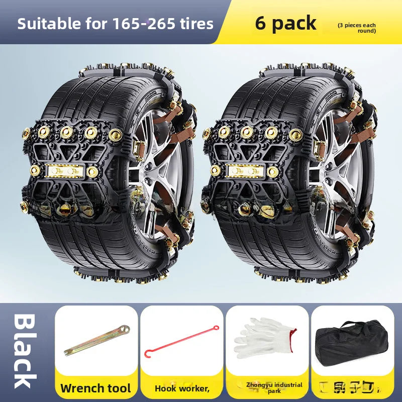 Winter Tire Snow Chains for Cars, SUVs, and Off-Road Vehicles - TPU Material, No Tire Damage, Ice Breaking & Off-Road Rescue Cha Oasis Select 6PCS