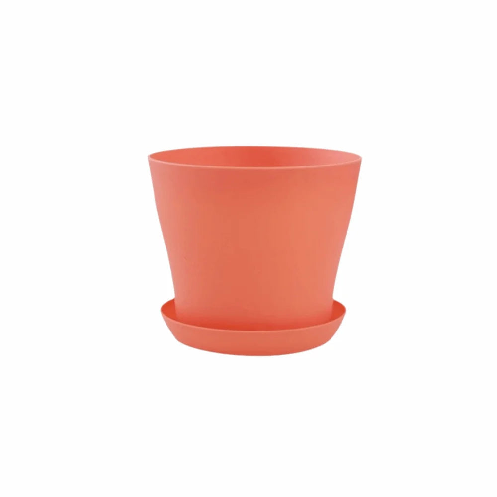 8pcs/set Candy Color Flower Pot Plastic Round Plant Pot with Tray with Drainage Holes Succulent Plant Pots Balconies Planting Oasis Select Red