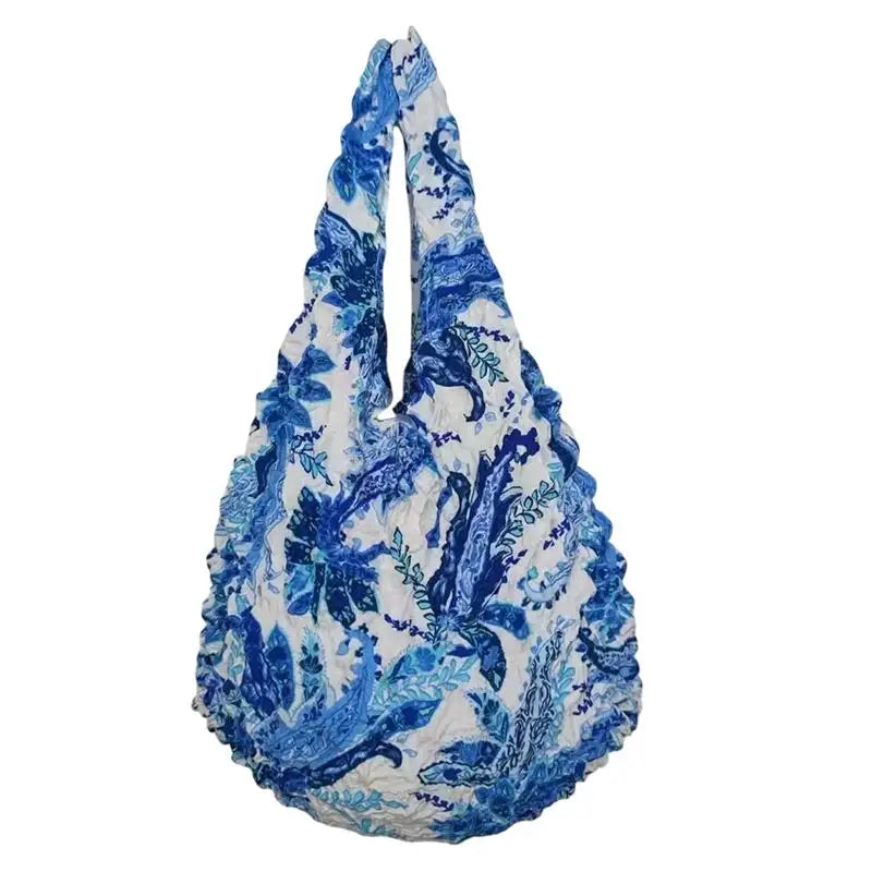 Flower Expansion Fold Pleated Flexible Stretch Mini Shopping Bag Large Capacity Bubble Elastic Portable Handbag Storage Bag Oasis Select A15