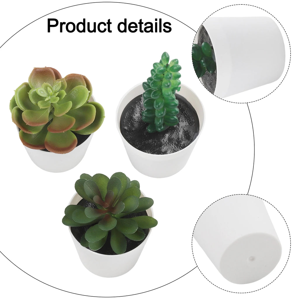 Artificial Succulent Bonsai Set of 3 – Faux Desktop Decor Artificial Succulent Set Oasis Select