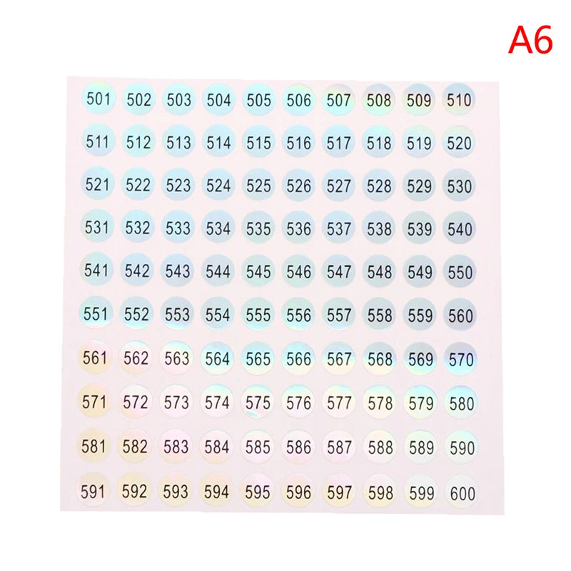 Waterproof Laser Number Stickers 1–1000 | Nail Polish Labels