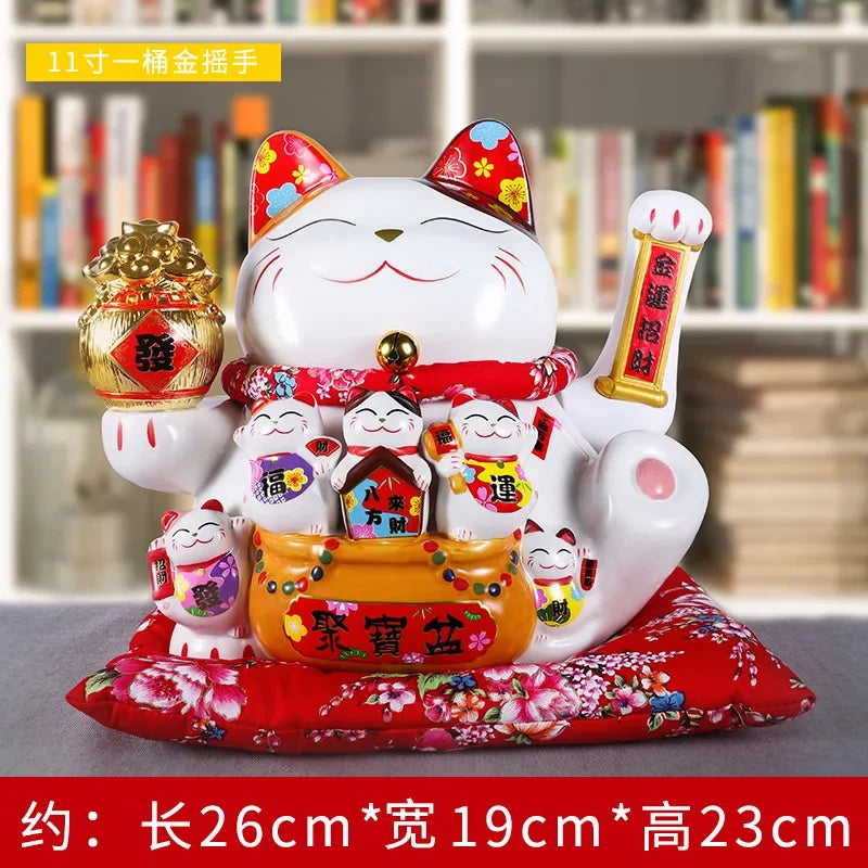 11-inch Lucky Cat Shaking Hand Ornaments Large Electric Cashier Home Store Opening Gift Ceramic Ornaments Oasis Select 1 26cm x 22cm