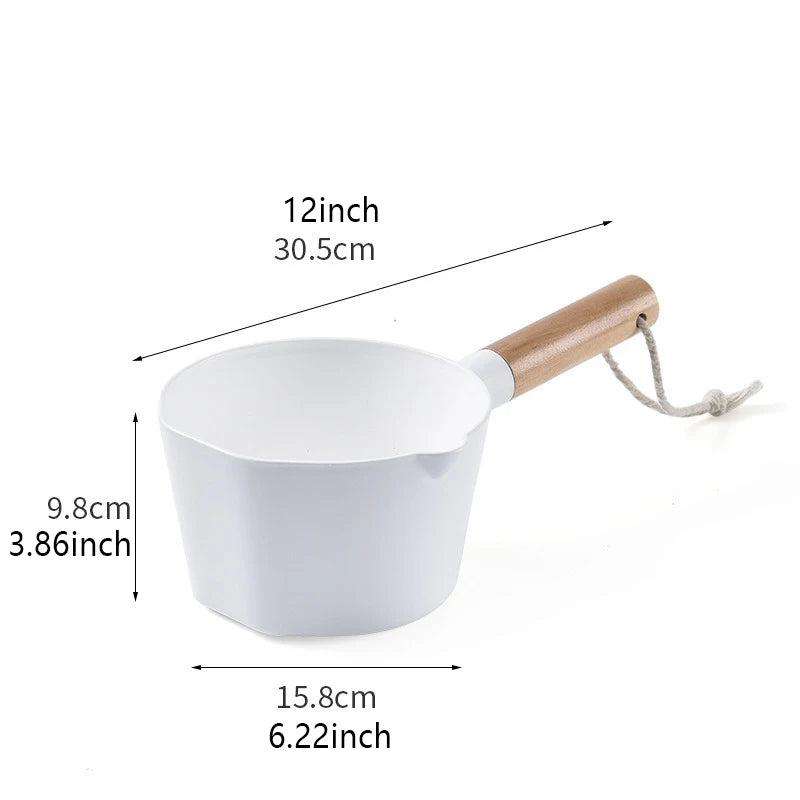 Kitchen Ladle Scoops Bathtub Thicken Deep Wooden Spoon Bathing Ladles for Bucket Water Bamboo Dipper with wooden Handle Oasis Select Light Grey 20cm Other