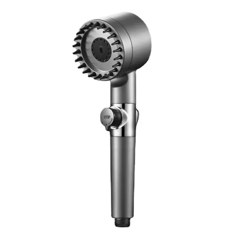 High Pressurized Filter Shower Head 3-mode Adjustable Spray with Massage Brush Rain Faucet Bathroom Accessories Oasis Select Light Grey