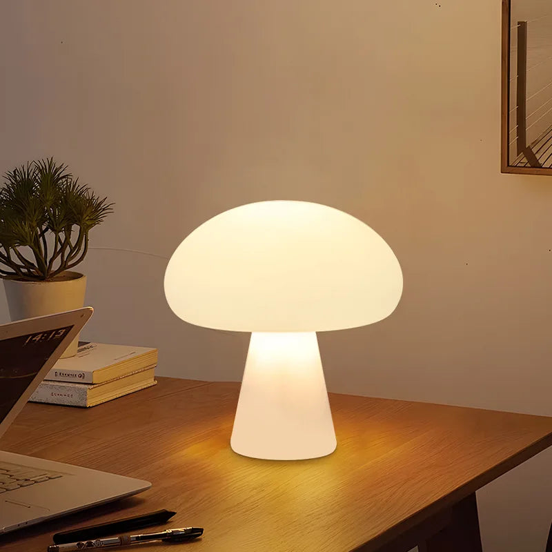 Ins Vintage Danish Cream-style Mushroom Table Lamp Charging Living Room Study Bedroom Bedside Decorative Ambient Light Oasis Select