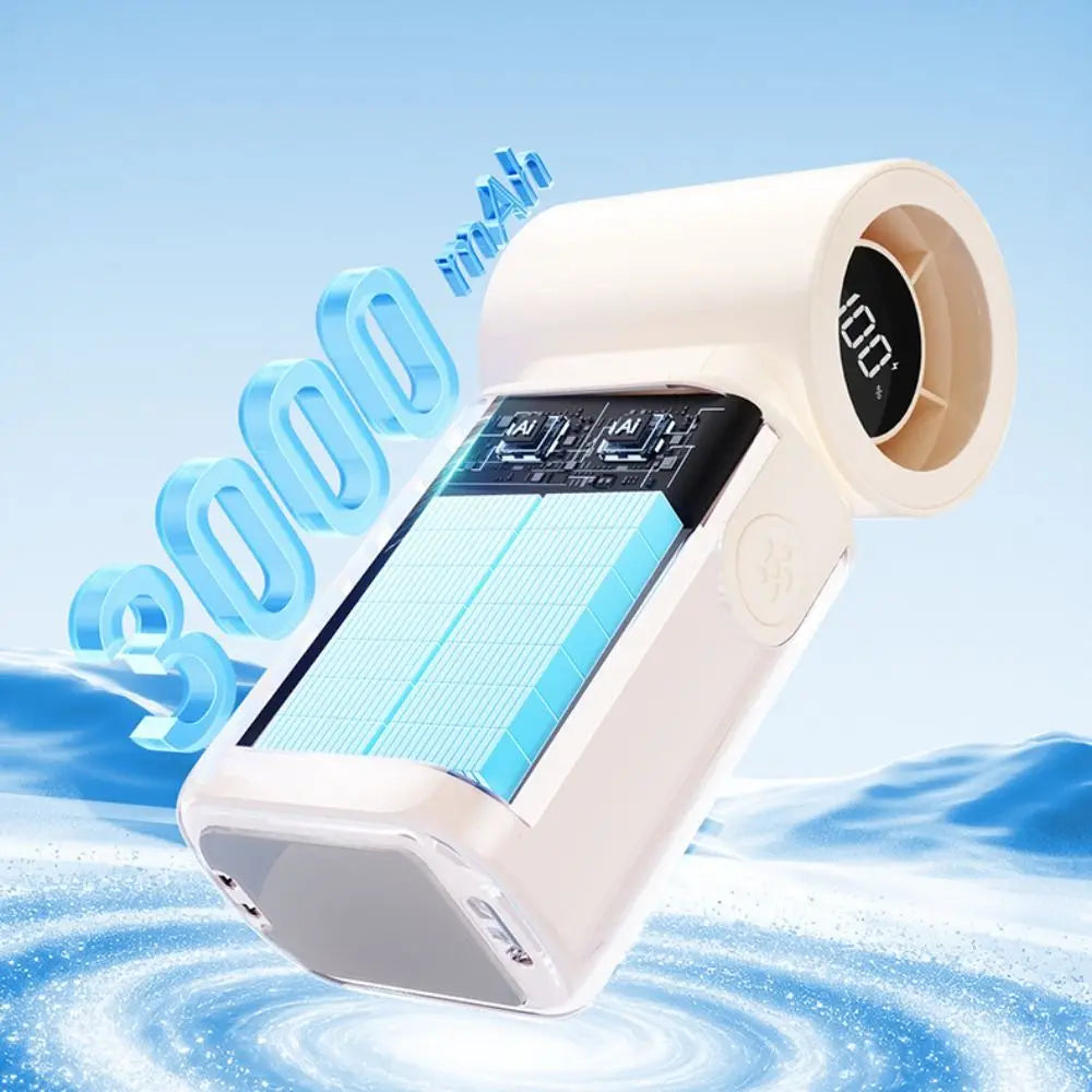 3000mAh Battery Mini Handheld Fan LED Display 5 Gear Wind Portable Pocket Fan High Speed USB Rechargeable Rechargeable Fan Oasis Select