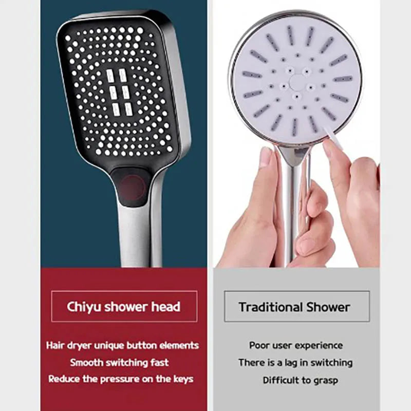 Adjustable Shower Head 3 Mode Rainfall Shower Large Flow Showerhead High Pressure Water Saving Shower Mixer Bathroom Accessories Oasis Select