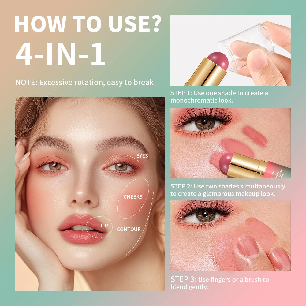 Lakerain Double-Headed Bronzer Blush Stick – Multiuse Glow Bronzer Blush Stick Oasis Select