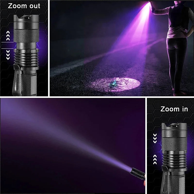 LED UV Blacklight Flashlight 395nm – Aluminum Inspection Torch