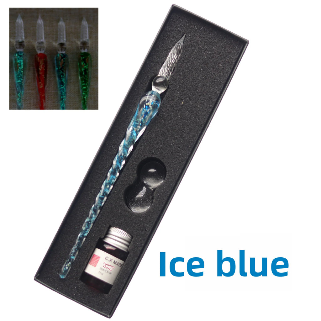 Crystal Glass Pen Dip Pen Set Gradient Color Retro Dip Pen Glass Pen Gift Box Oasis Select 2